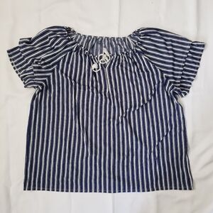 Croft & Barrow 2X Plus navy striped short sleeve shirt casual coastal